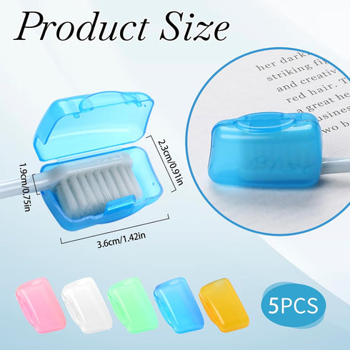 Trinkrittey 5 Pcs Toothbrush Covers Portable Toothbrush Head Protector Case Brush Pod Case Protective Plastic Clip