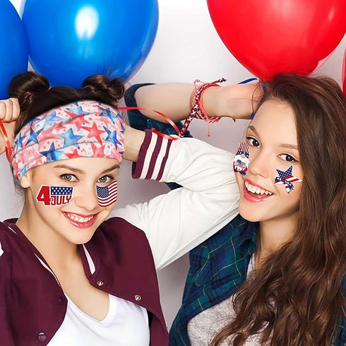 Olbye 4th of July Headband, Patriotic American Flag Hairband, USA Red White Blue Wide Knotted Head Band