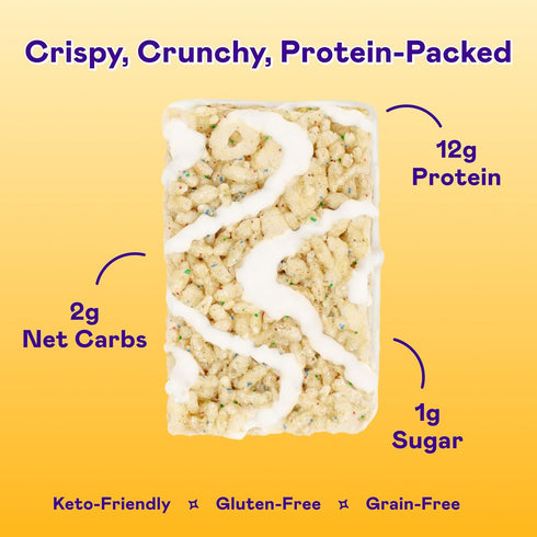 MAGIC SPOON Treats - High Protein, Low Carb, Keto Friendly Cereal Bar, On-The-Go Healthy Snack (Birthday Cake, 8 Bars)