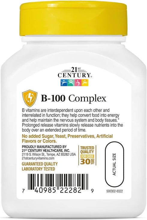 21st Century B 100 Complex Prolonged Release Caplets, 60 Count (Pack of 1)