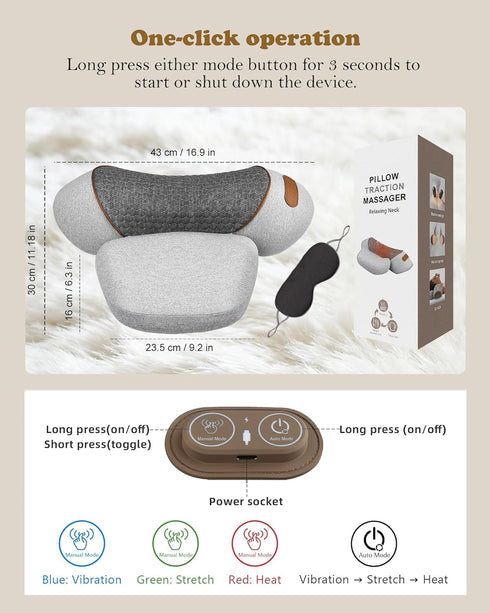 VANJUNBILL 3-in-1 Neck Massager Pillow, Neck Pillow, Massage Neck Hump for Shoulder Relief,Relieves Deep Tissue by
