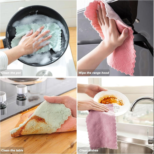 MISSJOJIAY 32 Pack Cleaning Cloth Kitchen Cloth, Dish Towels Super Absorbent Coral Velvet Dishtowels, Microfiber