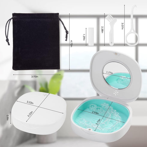 Doboli 2 Pack Retainer Case - Vent Holes, Mirrors, Compatible with Invisalign, Night Guards, Includes Storage Bag