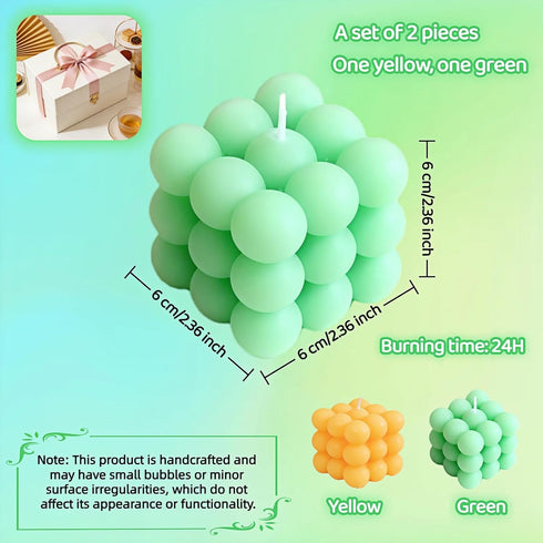 SAYUANVA Cube Bubble Candle, Soy Wax Scented Candles with Plant Essential Oils, Decorative Geometric Candles for Home