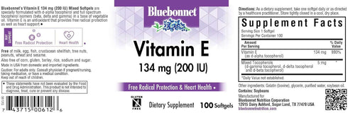 BlueBonnet Vitamin E 200 IU Mixed Softgels, 100 Count
