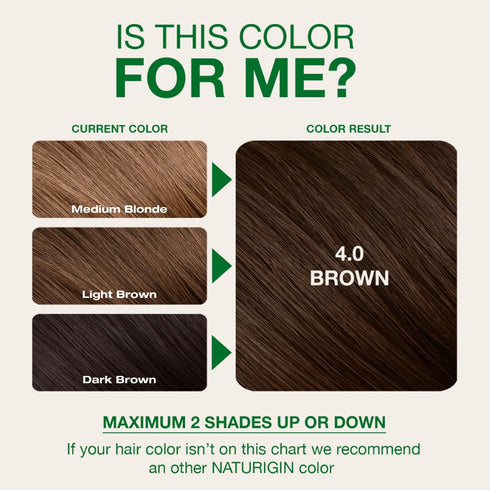 Naturigin Permanent Hair Color 4.0 Brown – Ammonia Free, 100% Gray Coverage, Vegan, Salon Quality Hair Dye