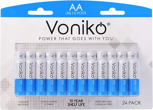 Voniko Premium Grade AA Batteries (24 Pack), Alkaline Double A Battery, Ultra Long-Lasting, Leakproof 1.5v
