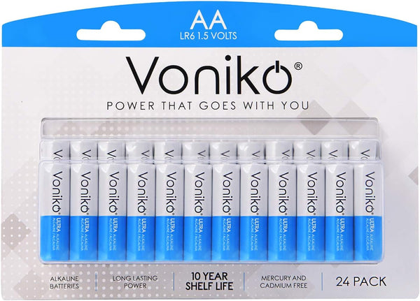 Voniko Premium Grade AA Batteries (24 Pack), Alkaline Double A Battery, Ultra Long-Lasting, Leakproof 1.5v