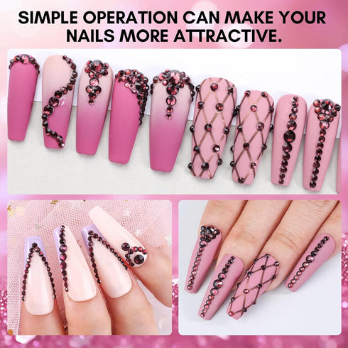 Makartt Dark Purple Rhinestone Nail Charms, Flatback Round Amethyst Crystal Glass Jewels for DIY Nail Art Supplies