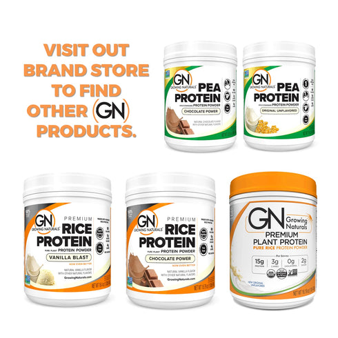 Growing Naturals Vanilla Rice Powder, 15g Plant Protein | 2.8G BCAA, Vegan, Gluten-Free, Keto | 2 Pound (Pack of 1)