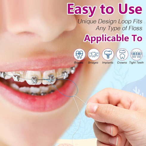 Preteen Kids Floss Threaders, Deep Clean Orthodontic Floss for Braces, 200PCS (4 Pack)