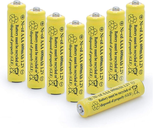 NiCd AAA 1.2V 600mAh Rechargeable Batteries for Outdoor Solar Lights (8 Pack)