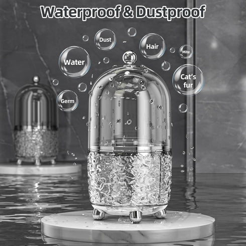 J Warrior 360° Rotating Makeup Brush Holder with Lid, Dustproof Cosmetic Organizer for Bathroom and Vanity