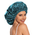 Satin Bonnet Hair Bonnet for Sleeping, Slouchy Beanie Hat for Women's Natural & Curly Hair (Blue Zircon)