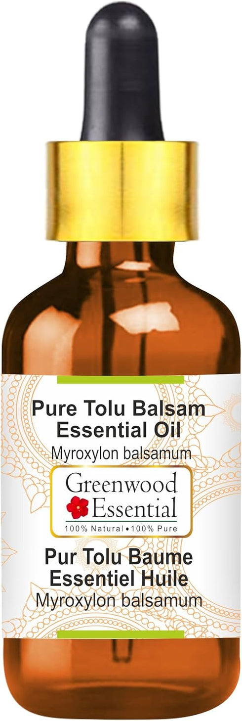 Pure Tolu Balsam Essential Oil (Myroxylon balsamum) with Glass Dropper, Steam Distilled 30ml (1.01 oz)