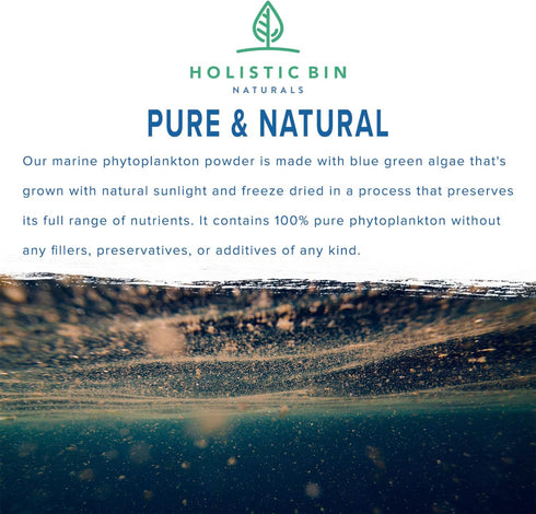 Marine Phytoplankton Powder by Holistic Bin - Vegan Omega 3 Supplement Naturally Grown in Nordic Seawater (50g)