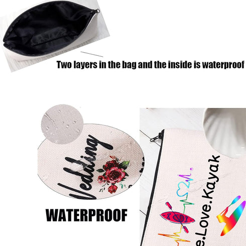 PXTIDY Kayaker Kayaking Gift - Beach Kayak Canoe Lover Cosmetic Bag, Live Love Kayak Canvas Zipper Bag