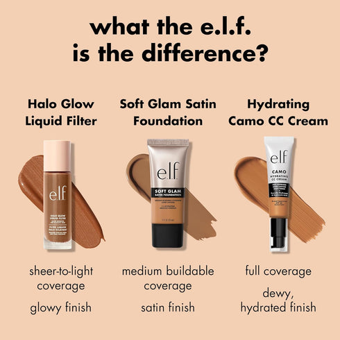 e.l.f. Soft Glam Foundation, Medium Coverage, Long-Lasting & Buildable for Smooth Satin Finish, Vegan & Cruelty-Free,