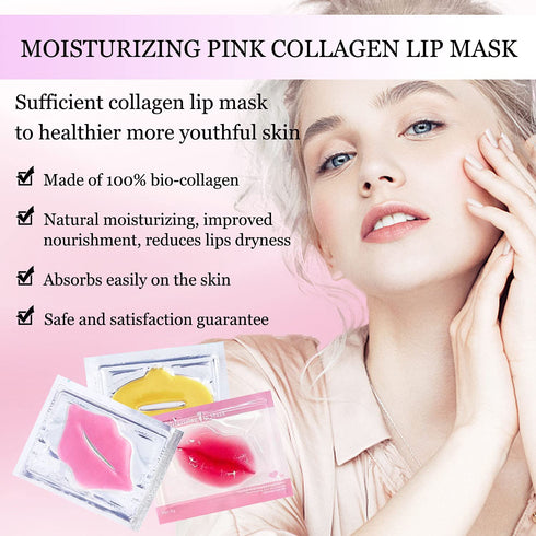 30 Pieces Moisturizing Collagen Crystal Lip Mask - Anti-Aging & Anti-Chapped, Reduce Lip Wrinkles, Smooth Skin (Rose)