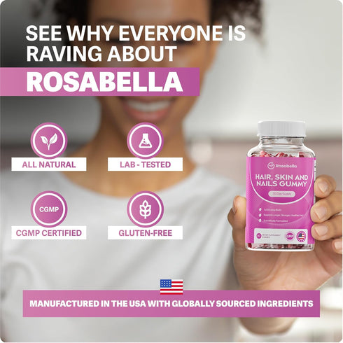 Gummies Gummies 5000mcg Gummy 60 Count Rosabella Hair Growth for Women & Men Vegan Hair with Biotin Hair Vitamins