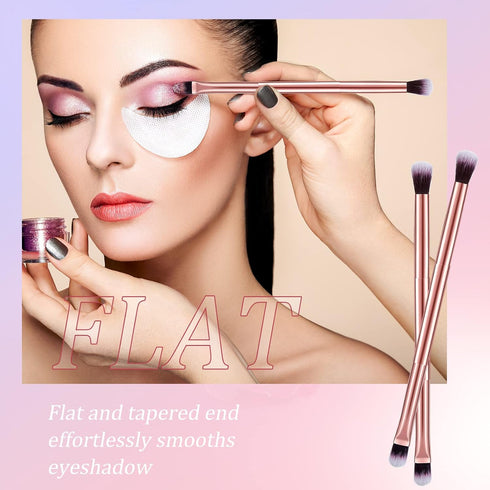 24 Pcs 2 in 1 Eyeshadow Smudge Brush, Double Ended Concealer Brush for Blending Eye Shadow and Liner (Rose Gold)