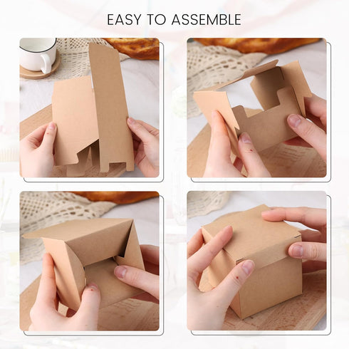 VGOODALL 50PCS Mini Gift Boxes, Tiny Brown Cardboard Favor Boxes for Wedding Birthday Party Bridal Shower Treats
