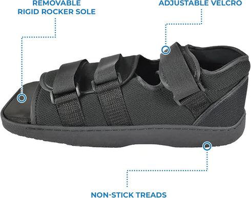 BraceOn Post Op Shoe - Surgical Pain Relief and Foot Support for Men and Women, for Plantar Fasciitis, Size 9.5-11