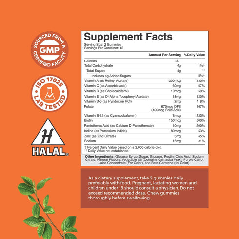 Potent Daily Multivitamin Gummies for Adults - Wellness Blend of Vitamin D A C E B12 Zinc and Biotin - Adult Vitamin Gummy for Energy and Immunity - Non-GMO Gluten Free and Halal Gummies - 90 Gummies