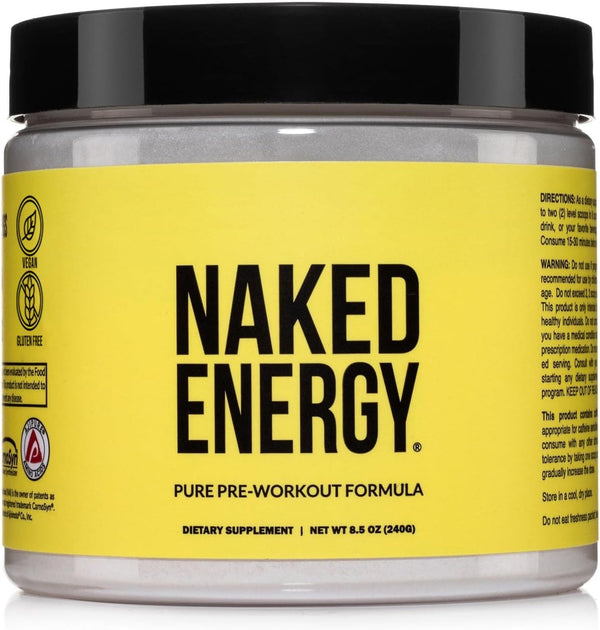 NAKED Energy - Pure Pre Workout Powder for Men and Women, Vegan, Unflavored, 50 Servings