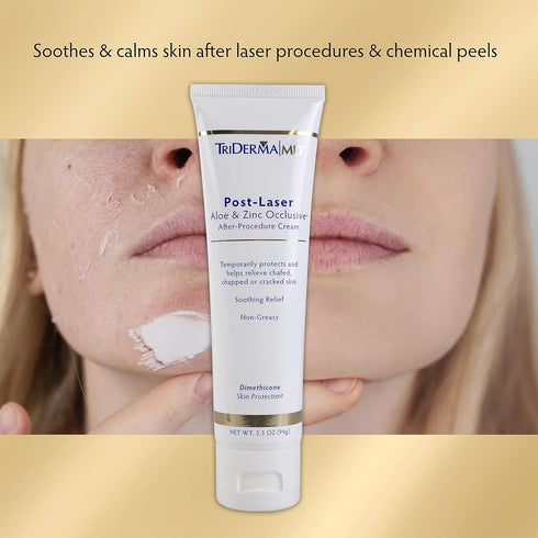 TriDerma Post Laser Aloe & Zinc Occlusive Cream, 3.3 oz for Use After Chemical Peels, Micro-Needling or Laser Treatments