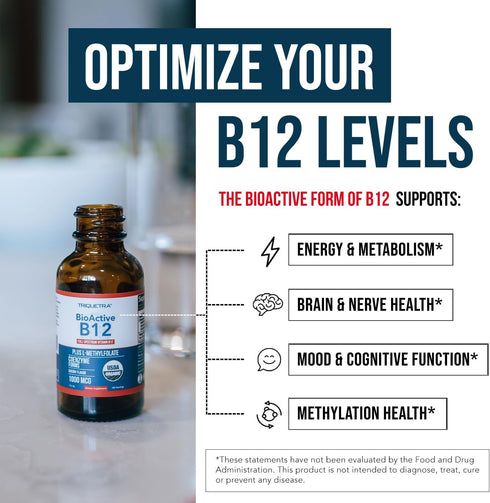 BioActive Vitamin B12 5000 mcg | Sublingual Cherry Flavor, Organic, Vegan | 3 BioActive Forms B12, 60 Servings