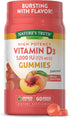 Nature's Truth Vitamin D3 Gummies, 5000 IU, 60 Count, Peach Flavor, Vegetarian & Gluten Free Supplement