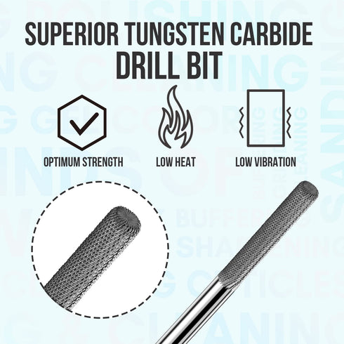 Makartt Silver Cuticle Nail Drill Bit, Safety Tungsten Carbide Cuticle Remover for Electric Nail File, 3/32''