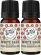 Wild Essentials White Sage Essential Oil - 10ml, 2 Pack of 100% Pure, Premium Grade, Cleansing and Relaxing