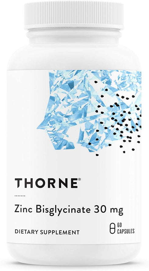 Thorne Zinc Bisglycinate 30mg - Daily Support for Skin, Eye & Immune System Health, 60 Capsules