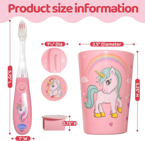 Lily's Home Kids Flashing Timer Toothbrush with Soft Bristles, Rising Cup & Cover - Fun 2-Min Light-Up