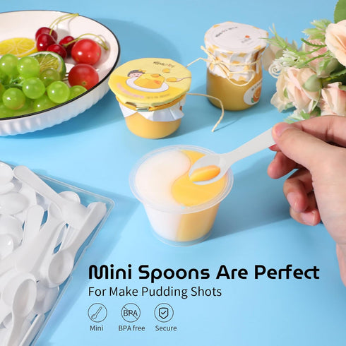 100PCS 3 Inch Mini Tasting Spoons, Tiny Plastic Spoons for Yogurt, Pudding, Jello Shots, and Ice Cream