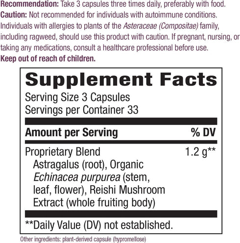 Nature's Way Echinacea Astragalus & Reishi, 100 Capsules, Immune Support
