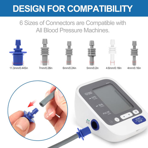 9"-17" Blood Pressure Cuff Arm, Wide-Range Standard/Medium to Large Replacement Cuff Fits M&L Size Arms, 6 Sizes of Connectors Compatible with Omron and Other Brand BP Machines (BP Cuff Included Only)