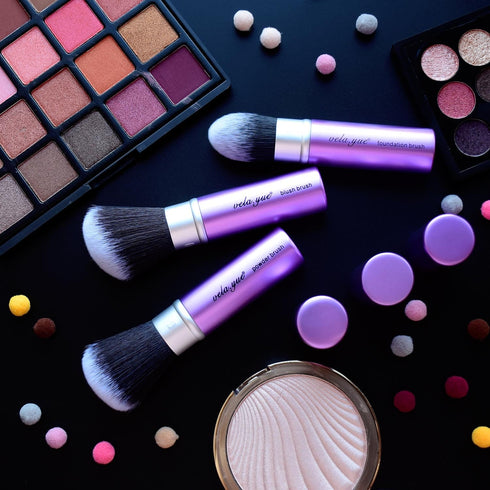 Vela.Yue Retractable Blush Brush - Angled Face Powder Blusher Bronzer Travel Makeup Brush