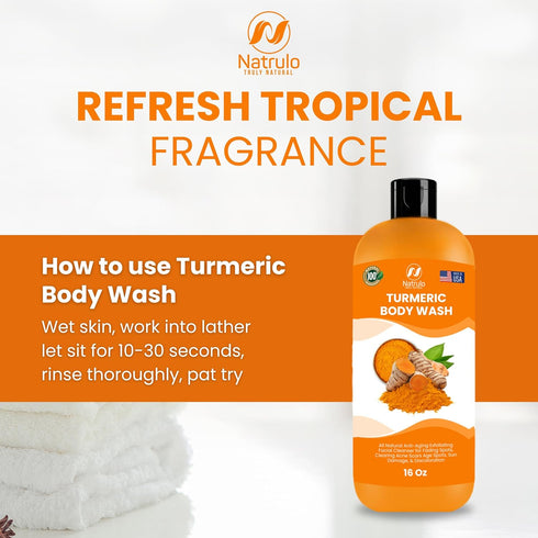 Turmeric Body Wash – Skin Brightening Turmeric Soap for Dark Spots, Hyperpigmentation – Exfoliating Turmeric Face Wash