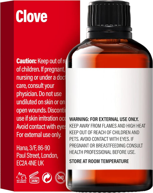 H’ana Clove Oil for Teeth and Gums, 100% Pure Natural Clove Essential Oil for Hair, Skin, Toothaches, 1 Fl Oz