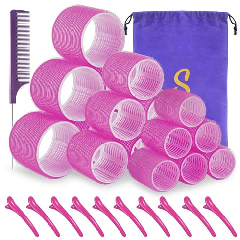 Self Grip Hair Roller Set, 18 pcs Hair Rollers with Clips and Comb, Salon Hairdressing Curlers, DIY Styles, Sungenol 3