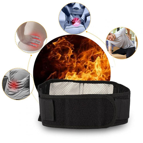 Lower Back Compression Brace, Tourmaline Self Heating Magnetic Waist Protection Trainer Wrap Belt Gym Workout Fitness Posture Corrector Pain Relief for Herniated Sacroiliac Disc Fits Men Women Black