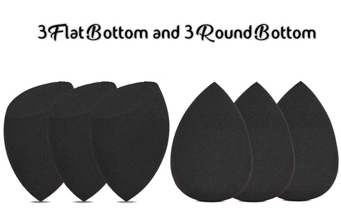 Opaz 6 Pcs Edgeless Black Makeup Sponge Blender Set Non-latex Beauty Applicator Sponges for Liquid, Cream, and Powder