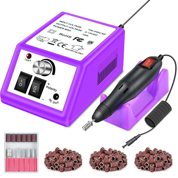 LAVAED Nail Drill Professional E Filer, Electric Nail File Kit with 156pcs Sanding Bands and Nail Drill Bits