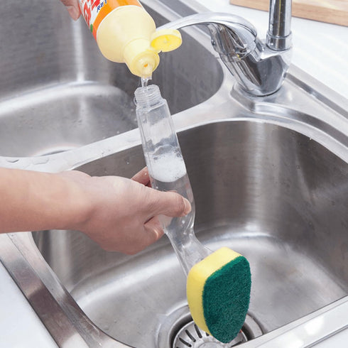 SZBLYLXT 2 6 PCS Heavy Duty Dish Wand Refills Kit with Non-Scratch Sponge Heads, Soap Dispenser & Scrub Brush