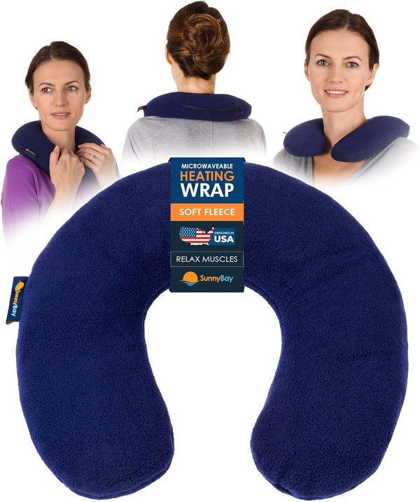 SunnyBay Microwave Heating Pad, Microwavable Heated Neck Pillow for Moist Hot Therapy, Navy Blue, 12"X12"X2", 2.5 lbs