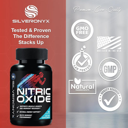 Extra Strength Nitric Oxide Supplement 3X L Arginine, Citrulline Malate, AAKG, Beta Alanine - 60 Capsules for Muscle