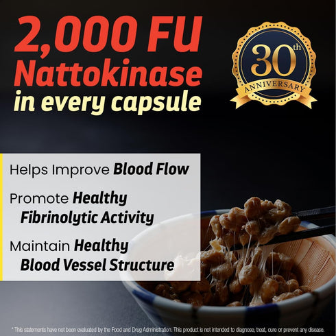 Nattokinase Supplement 2000 FU - Supports Cardiovascular Health & Blood Circulation - Non-GMO, Gluten-Free, 270 Veggie